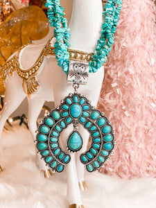 Turquoise Squash Blossom Necklace & Earring Set