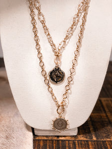 French Coin Medallion Statement Necklace