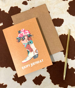 Happy Birthday Cowgirl Boot Card