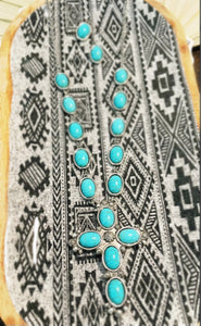 Turquoise Cross Necklace & Earring Set