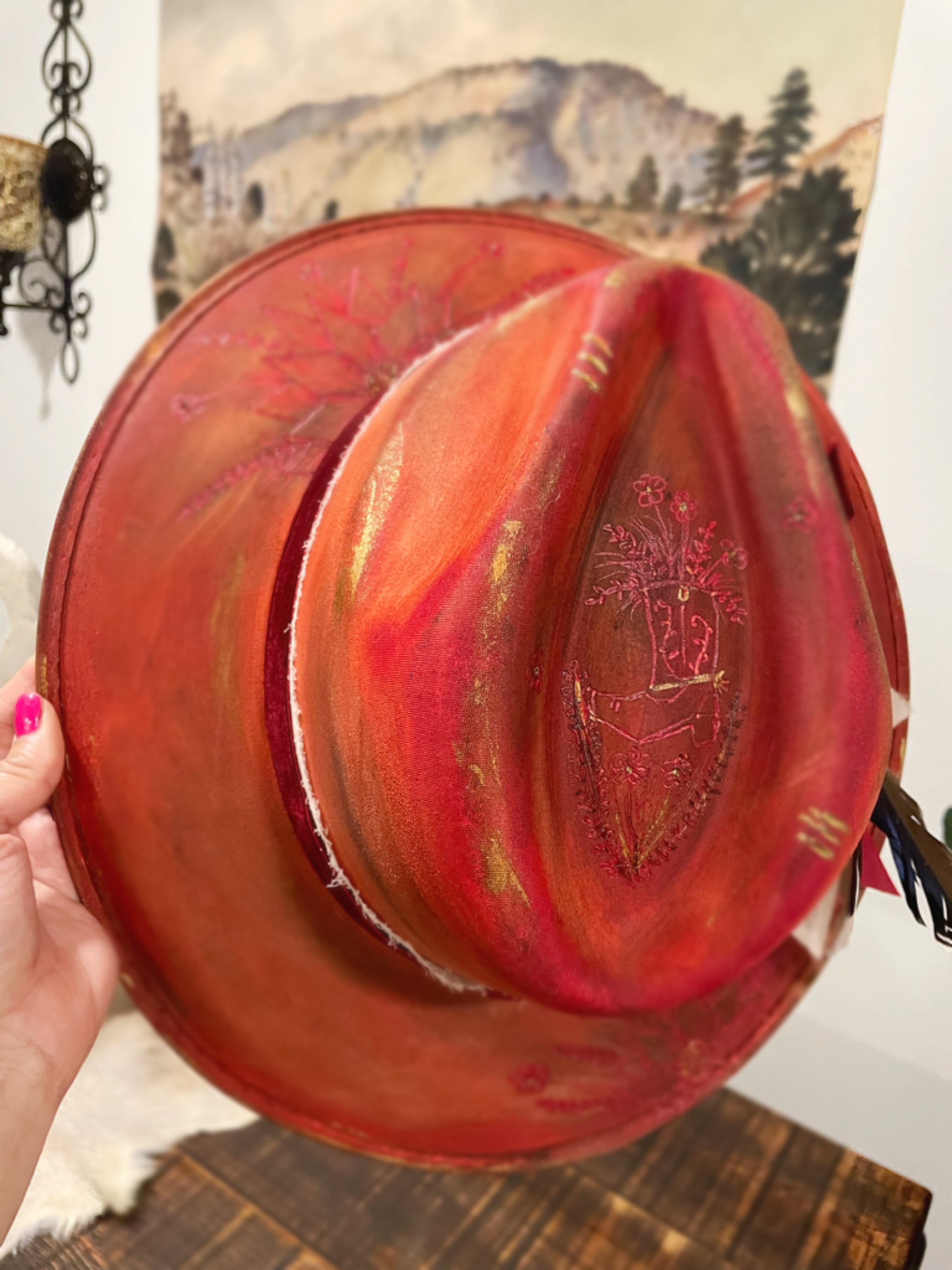 The Gambler - Fiery Orange Suede Rancher Hat