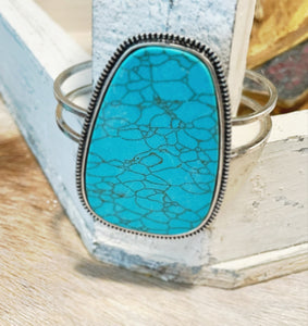 Turquoise Stone Western Cuff Bracelet
