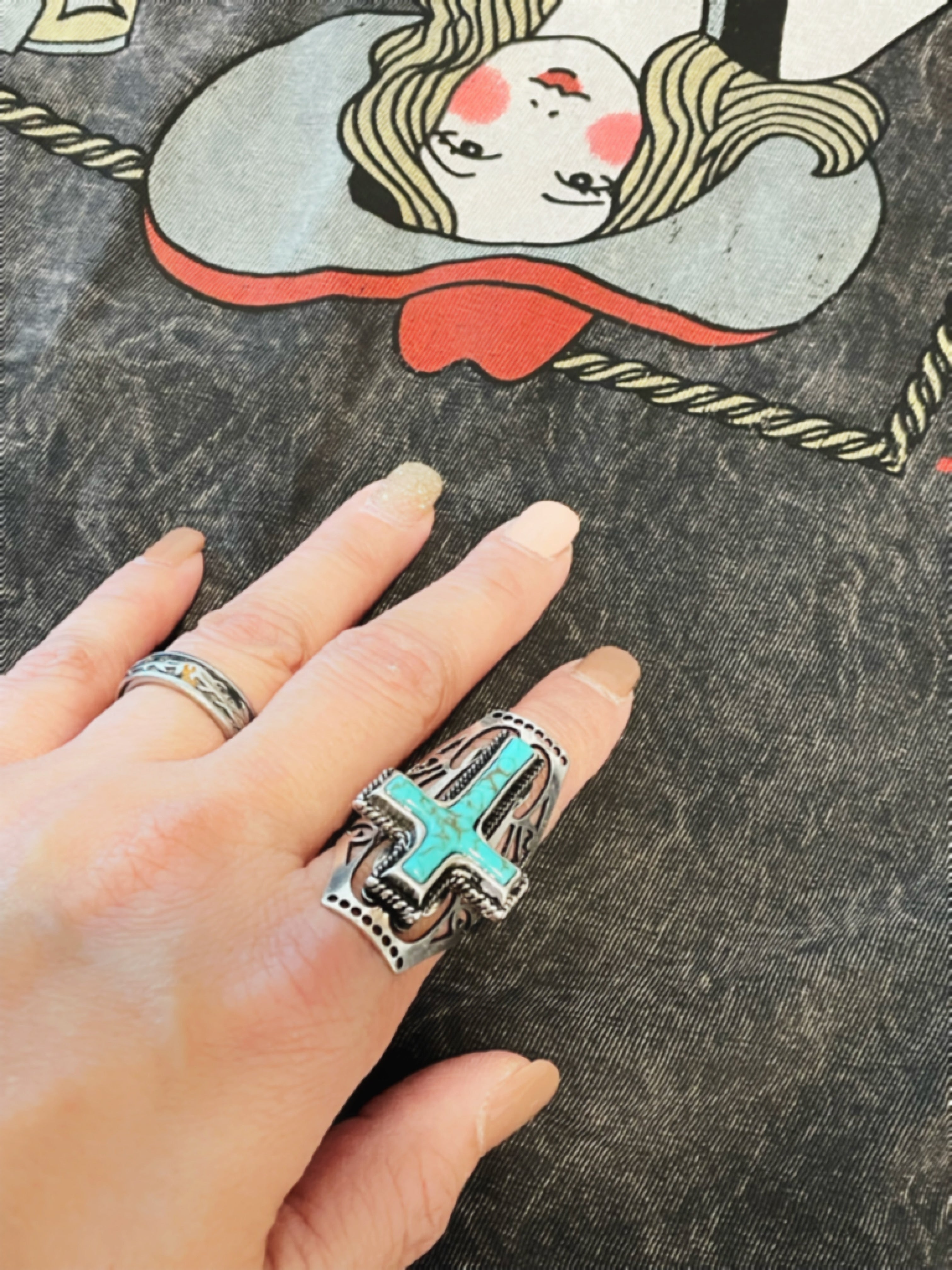 Western Cross Turquoise Ring (SALE)