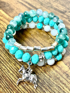 Turquoise Race Horse Beaded Bracelet Trio- SOLD OUT